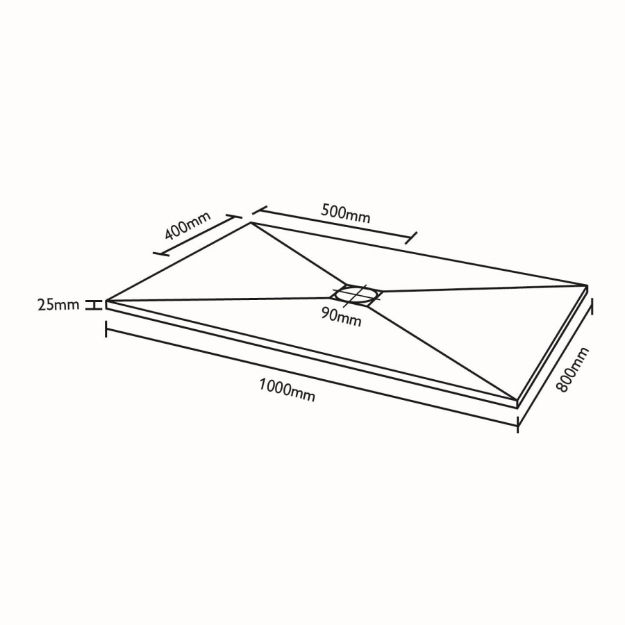 Ultra Low Profile Rectangular Shower Tray 1000 x 800mm Stone Resin - Silhouette