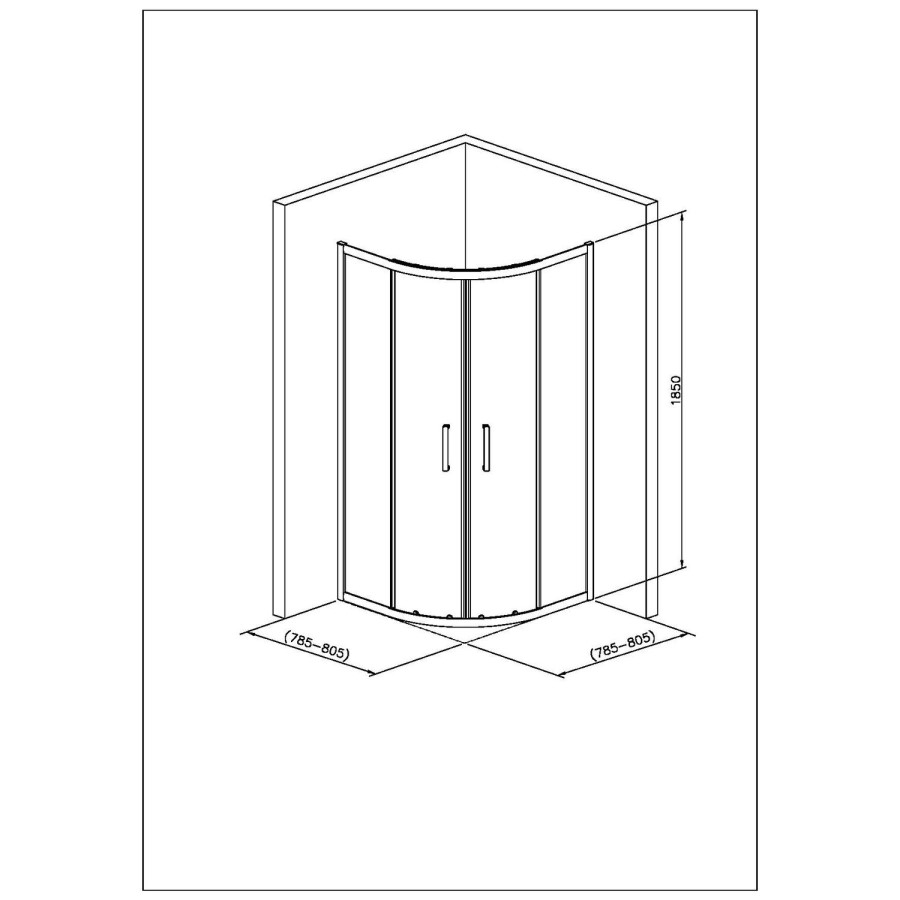 800mm Quadrant Shower Enclosure with Tray - Vega