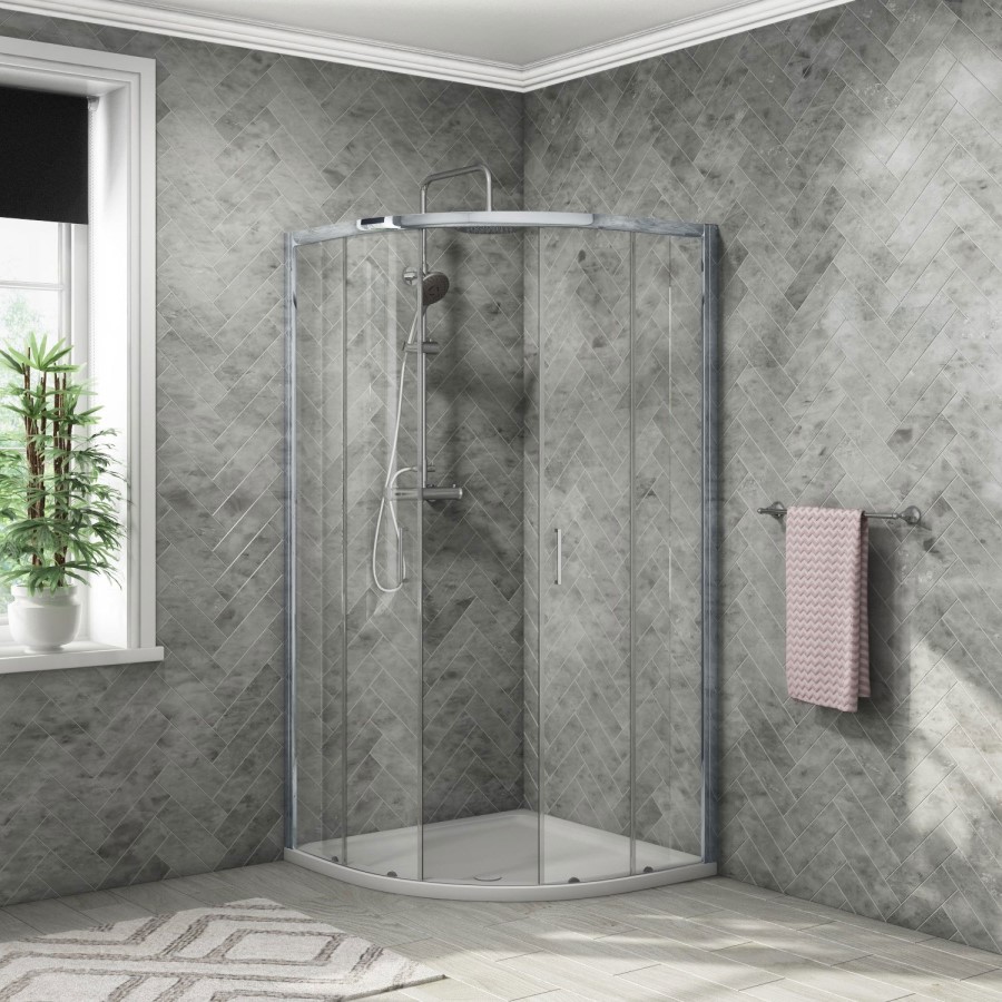 Quadrant Shower Enclosure with Tray Waste & Shower 800mm -  4mm Glass - Vega Range