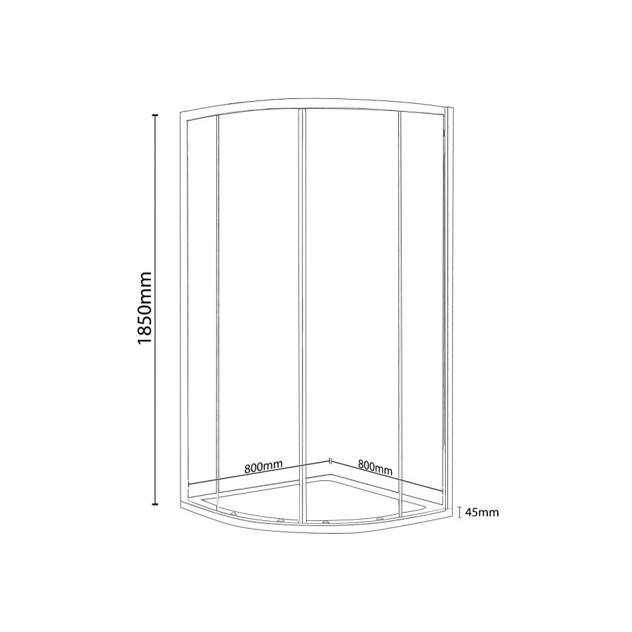 Quadrant Shower Enclosure with Tray Waste & Shower 800mm -  4mm Glass - Vega Range