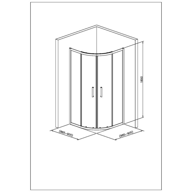 900mm Quadrant Shower Enclosure with Tray - Vega