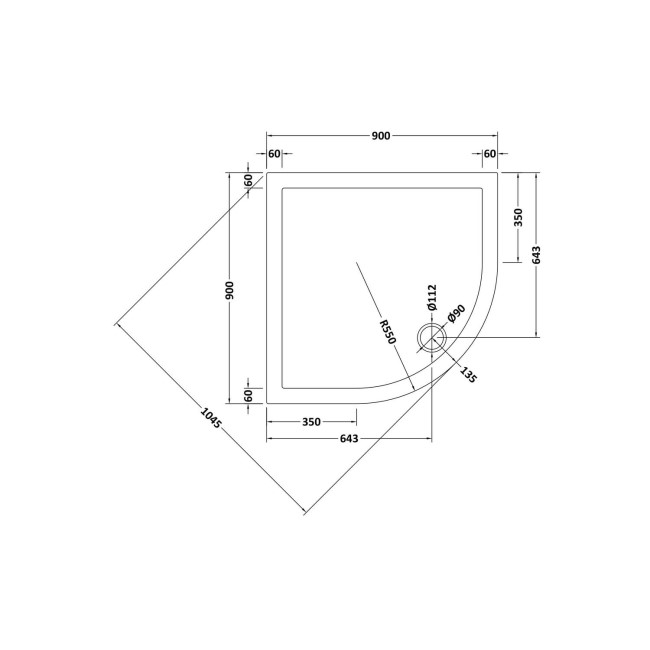 900mm Quadrant Shower Enclosure with Tray - Vega