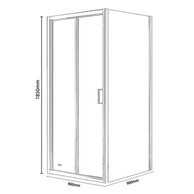 900mm Square Bi-Fold Shower Enclosure with Tray - Vega
