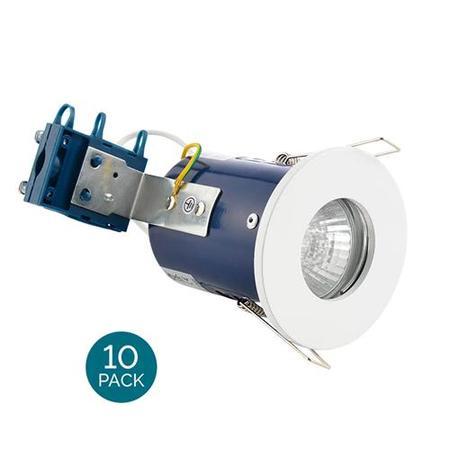 Fixed Fire Rated IP65 White Single Downlight-Cool Bulb Colour-10 Pack