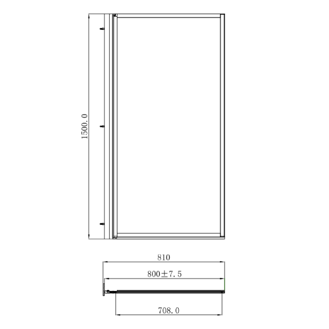 Single Ended Shower Bath with Front Panel & Black Framed Bath Screen 1500 x 700mm - Alton