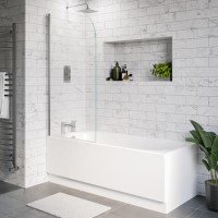 Single Ended Shower Bath with Front Panel & Chrome Bath Screen 1500 x 700mm - Alton