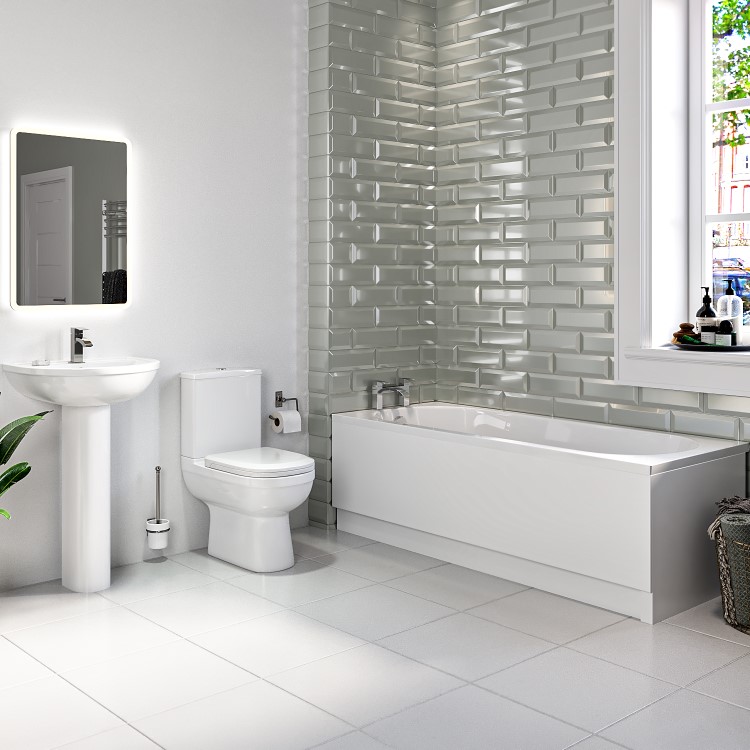 Single Ended 1500mm Bath Suite with Toilet Basin and Panels - Alton