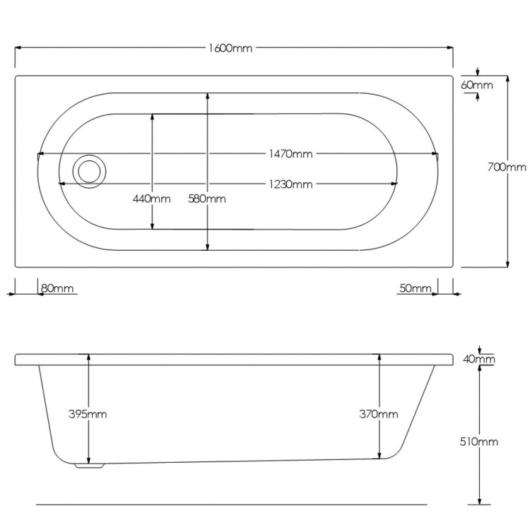 1600mm Straight Bath Suite with Toilet Basin & Panels - Addison