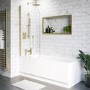 Single Ended Shower Bath with Front Panel & Brushed Brass Screen 1600 x 700mm - Alton