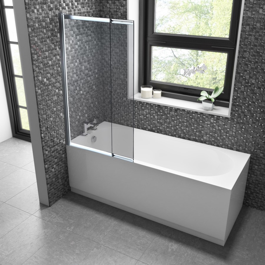 Alton Single Ended Straight Bath with Juno Shower Bath Screen - 1700 x 700 