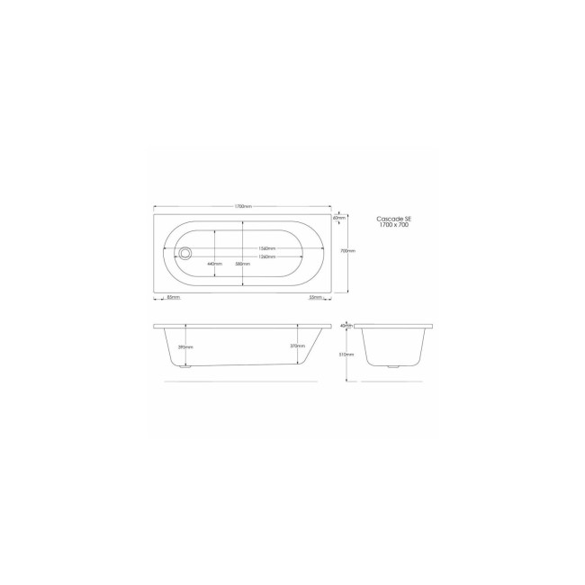 Single Ended Shower Bath with Front Panel & Hinged Chrome Bath Screen with Towel Rail 1700 x 700mm - Alton