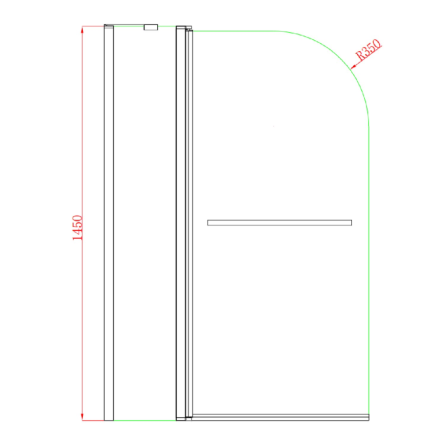 Single Ended Shower Bath with Front Panel & Hinged Chrome Bath Screen with Towel Rail 1700 x 700mm - Alton