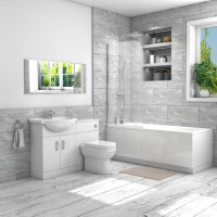 Classic Straight Bath Combi Unit and Addison BTW Toilet 