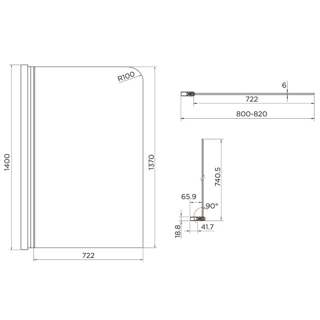 Single Ended Shower Bath with Front Panel & Chrome Bath Screen 1700 x 700mm - Alton