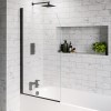 Single Ended Shower Bath with Front Panel and Hinged Black Bath Screen 1700 x 700mm - Alton