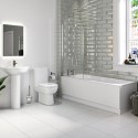 BUN/BeBa_24804/85467 Single Ended 1700mm Shower Bath with Toilet Basin Panels and Bath Screen - Alton
