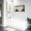 Single Ended Shower Bath with Front Panel &amp; Brushed Brass Screen 1700 x 700mm - Alton