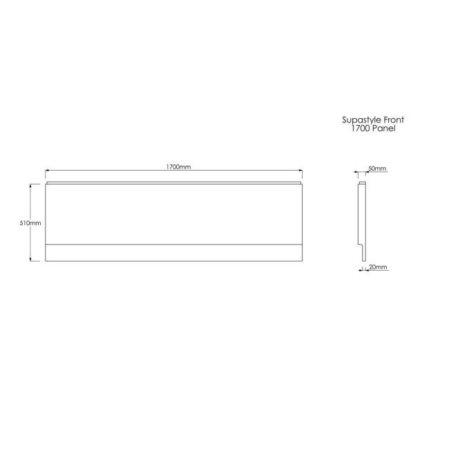 Single Ended Shower Bath with Front Panel & Brushed Brass Screen 1700 x 700mm - Alton