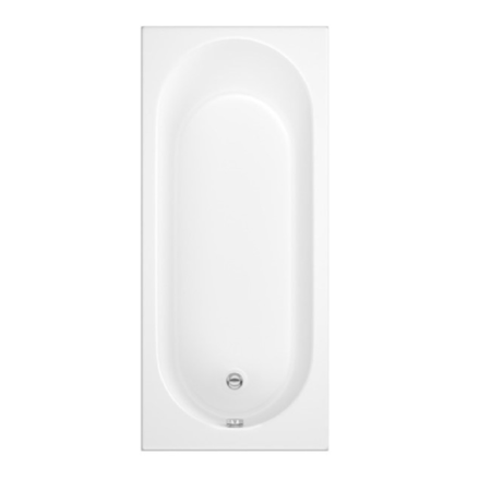 Single Ended Round Bath 1700 x 750mm with Front Panel and 1450mm Hinged Black Bath Screen - Alton