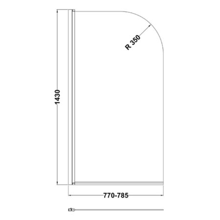 Single Ended Round Bath 1700 x 750mm with Front Panel and 1450mm Hinged Black Bath Screen - Alton