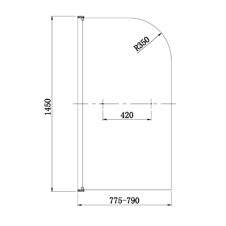 Single Ended Shower Bath with Front Panel & Hinged Chrome Bath Screen with Towel Rail 1800 x 800mm - Alton