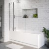 Single Ended Shower Bath with Front Panel &amp; Hinged Chrome Bath Screen with Towel Rail 1800 x 700mm - Alton