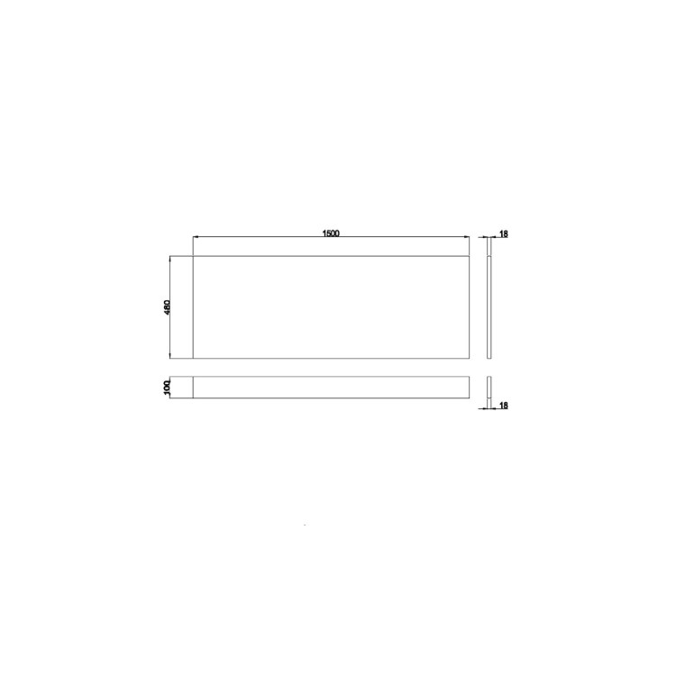 Rutland Single Ended Square Bath with Front Panel & Black Grid Screen - Left Hand 1500 x 700