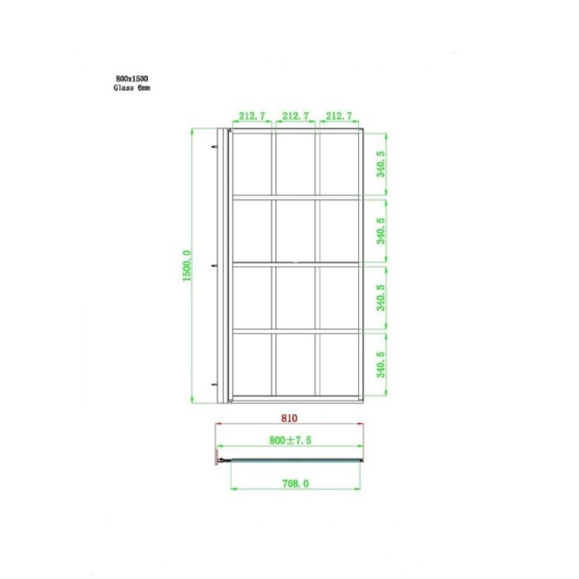 Rutland Single Ended Square Bath with Front Panel & Black Grid Screen - Left Hand 1500 x 700