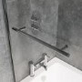Single Ended Shower Bath with Front Panel & Chrome Bath Screen with Towel Rail 1500 x 700mm - Rutland
