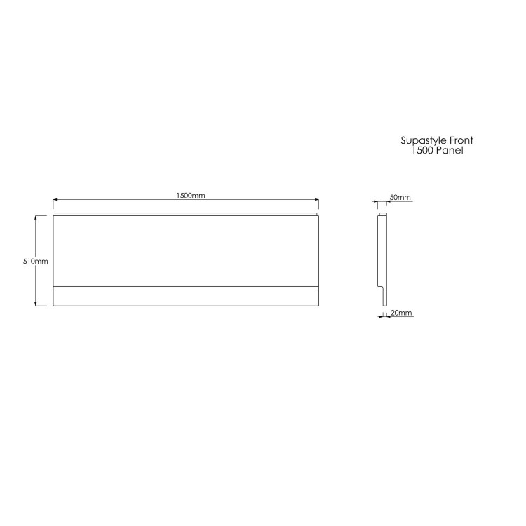 Single Ended Shower Bath with Front Panel & Chrome Bath Screen with Towel Rail 1500 x 700mm - Rutland