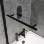 Single Ended Shower Bath with Front Panel & Black Bath Screen with Towel Rail 1500 x 700mm - Rutland