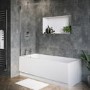 Single Ended Shower Bath with Front Panel & Hinged Chrome Bath Screen 1500 x 700mm - Rutland