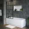 Rutland Single Ended Square Bath with Front Panel &amp; Black Grid Screen - Left Hand 1600 x 700