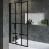 Rutland Single Ended Square Bath with Front Panel &amp; Black Grid Screen - Left Hand 1600 x 700