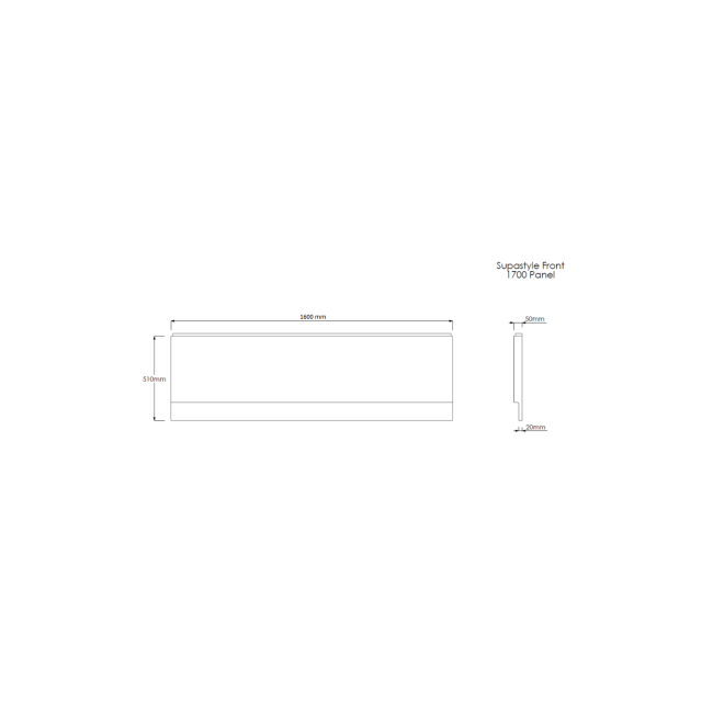 Rutland Single Ended Square Bath with Front Panel & Black Grid Screen - Right Hand 1600 x 700