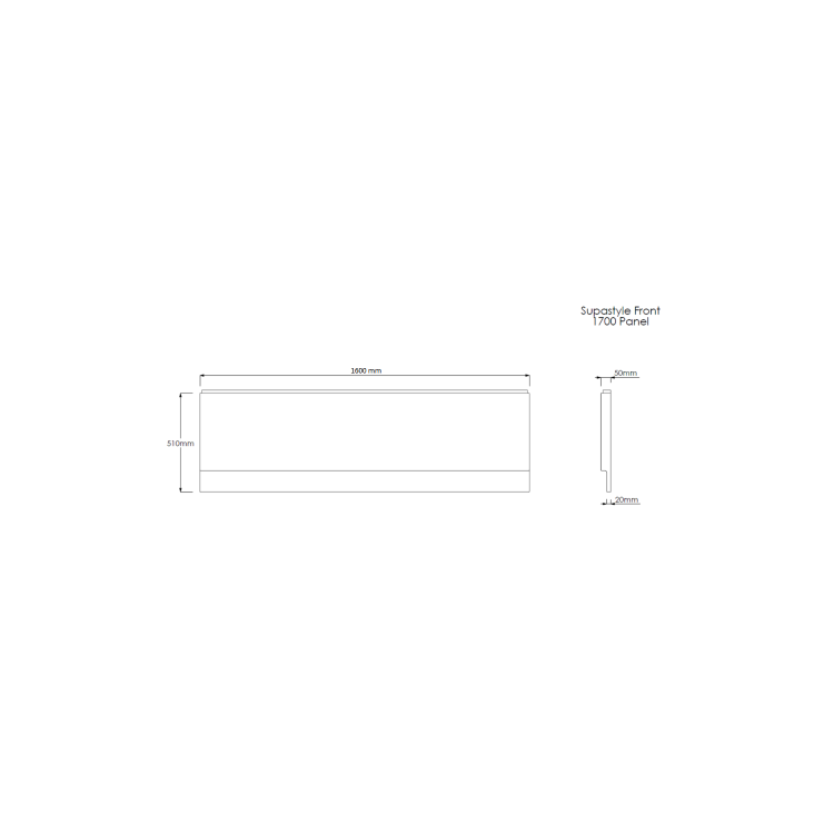 Rutland Single Ended Square Bath with Front Panel & Black Grid Screen - Right Hand 1600 x 700