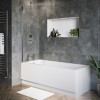 Single Ended Shower Bath with Front Panel &amp; Hinged Chrome Bath Screen 1700 x 700mm - Rutland