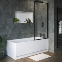BUN/BeBa_24809/78231 Single Ended Shower Bath with Front Panel & Black Framed Bath Screen 1700 x 700mm - Rutland