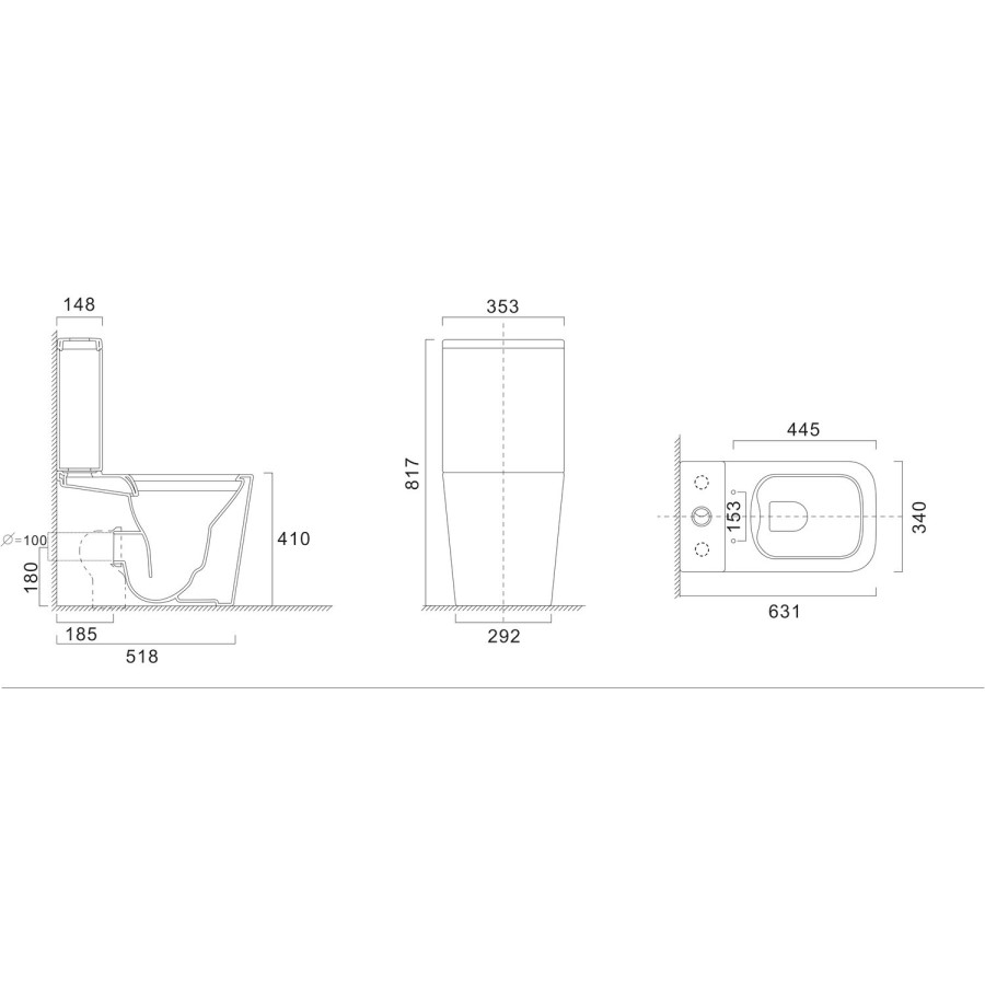 Single Ended 1700 x 700mm Shower Bath Suite with Toilet Basin & Panels - Rutland