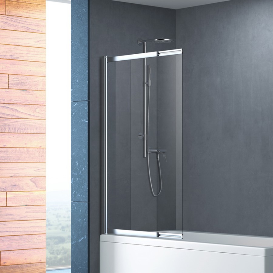 Alton Single Ended Straight Bath with Juno Shower Bath Screen - 1700 x 700 