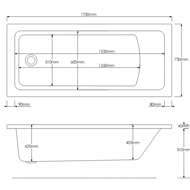 Single Ended 1700 x 750mm Shower Bath Suite with Toilet Basin & Panels - Rutland