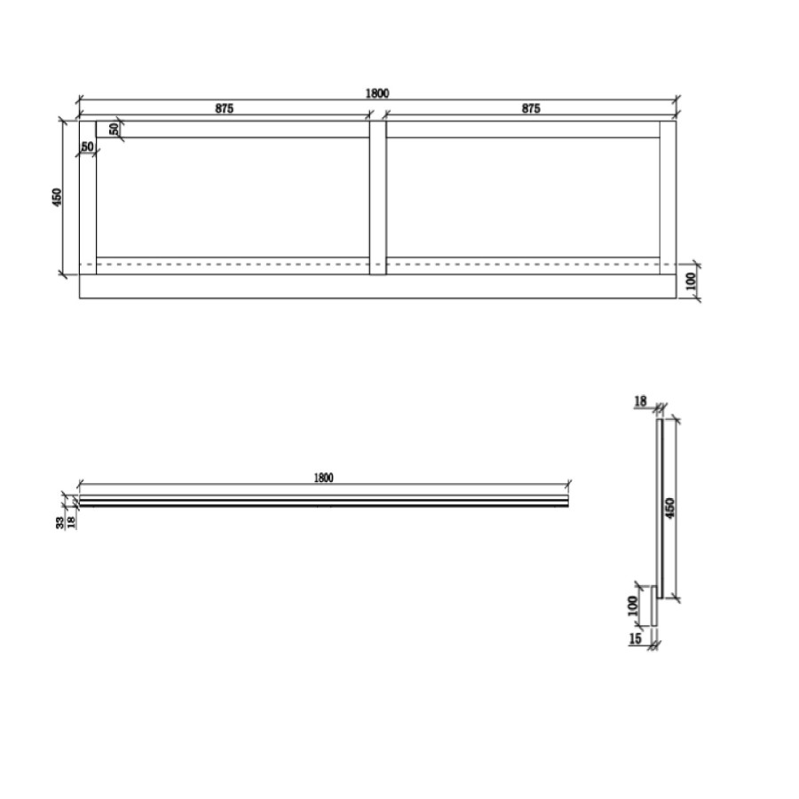1800mm Wooden Matt Grey Bath Front Panel - Baxenden