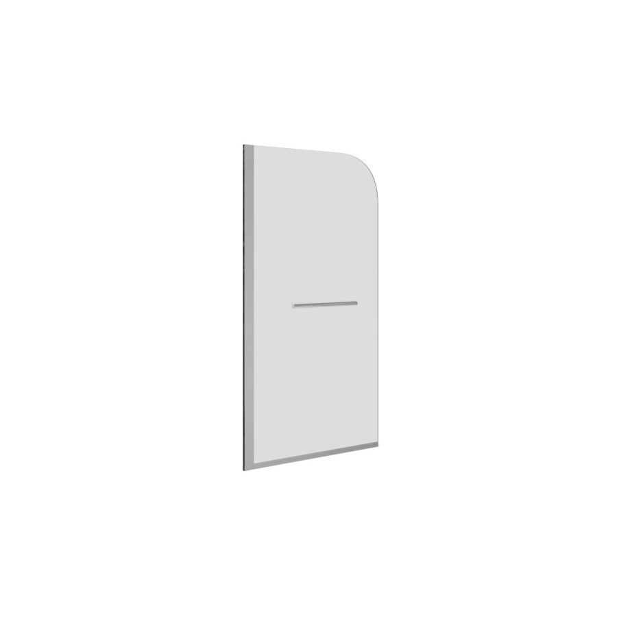 1800 x 800 Rutland Single Ended Round Bath with Hinged 1450mm 6mm Chrome Bath Screen with Towel Rail and Front Panel