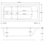 1800 x 800 Rutland Single Ended Round Bath with Hinged 1450mm 6mm Matt Black Bath Screen with Towel Rail and Front Panel