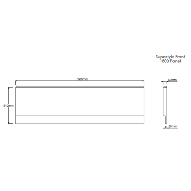 Rutland Single Ended Square Bath with Front Panel & Black Grid Screen - Left Hand 1800 x 800