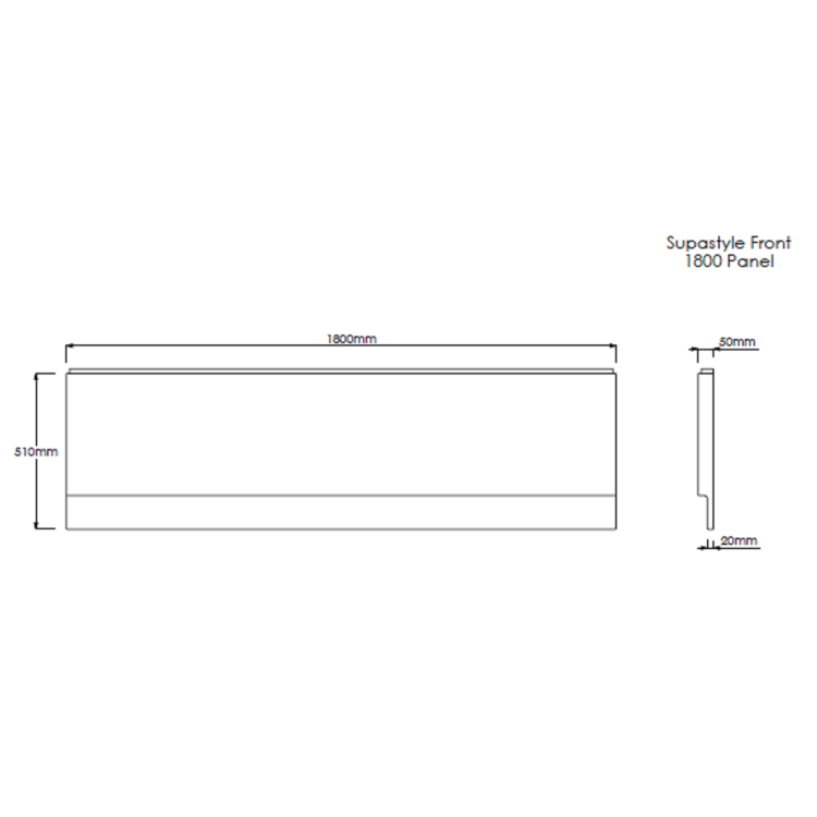 Rutland Single Ended Square Bath with Front Panel & Black Grid Screen - Left Hand 1800 x 800