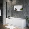 Single Ended Shower Bath with Front Panel &amp; Black Bath Screen 1800 x 800mm - Rutland