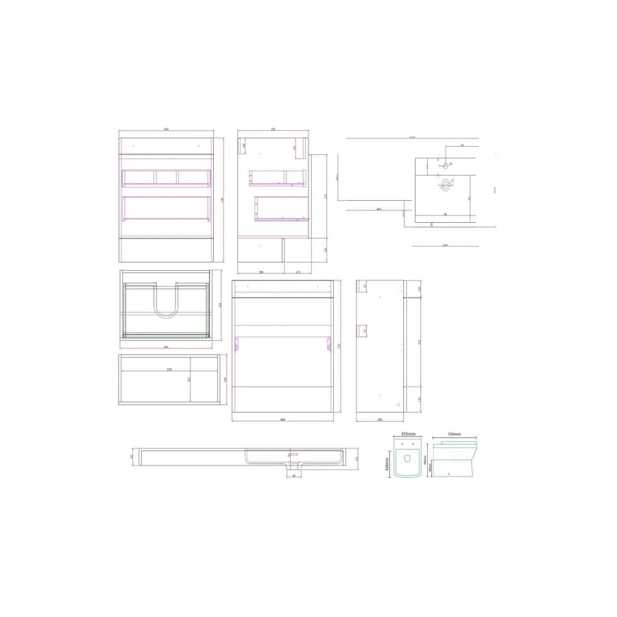 Agora Right Hand and Burford Shower Bath Furniture Suite
