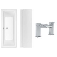 1700 x 750 Chiltern Double Ended Square Bath with Front Panel and Aqua Bath Filler