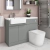 Bali Matt Grey Toilet and Basin Vanity Combination Unit and L Shape Bath Suite 